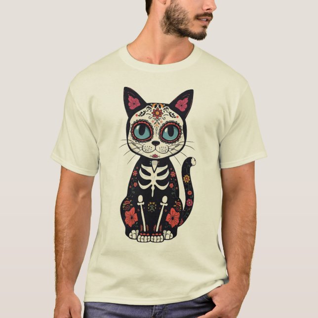 Sugar Skull Cat T-Shirt (Front)
