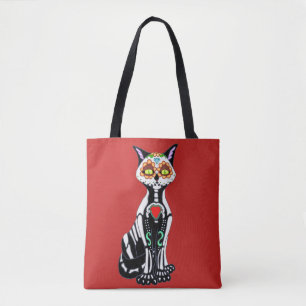 Sugar Skull Cat Tote Bag