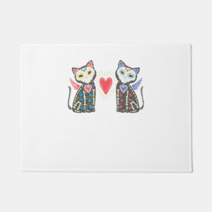 Sugar Skull Cats Calavera Dia De Muertos Mexican H Doormat