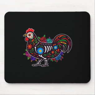 Sugar Skull Chicken Dia De Muertos Halloween Day O Mouse Pad