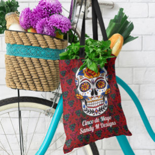 Sugar Skull Cinco de Mayo Add Name All-Over-Print Tote Bag