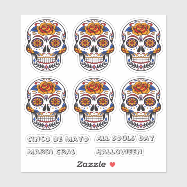 Sugar Skull Cinco de Mayo All Souls Day Mardi Gras (Sheet)