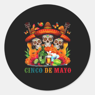 Sugar skull cinco de mayo mexican fiesta classic round sticker