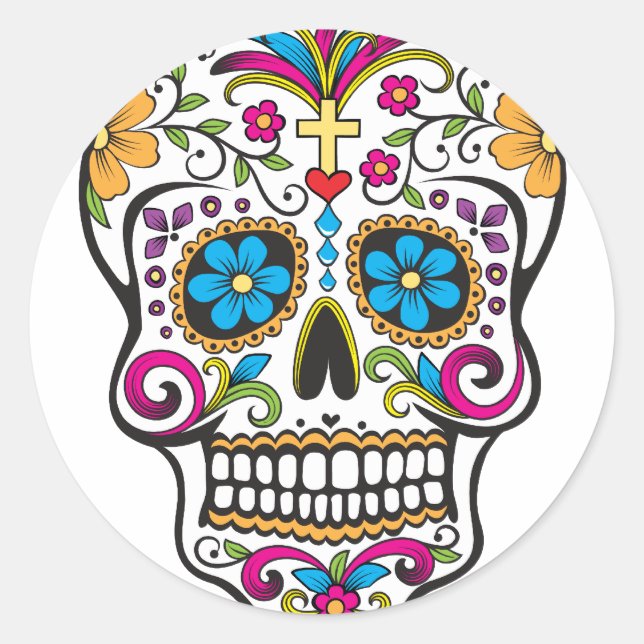 Sugar Skull Classic Round Sticker (Front)