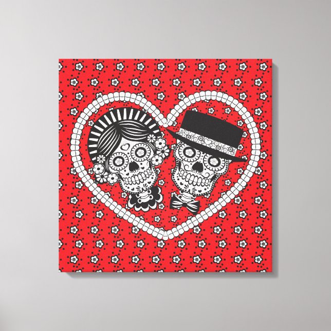 Sugar Skull Couple Canvas Print (Front)