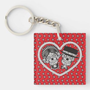 Sugar Skull Couple Key Ring
