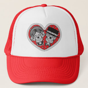 Sugar Skull Couple Trucker Hat