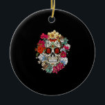 Sugar Skull Day Of Dead Dia De Los Muertos Flowers Ceramic Tree Decoration<br><div class="desc">This is a great gift for your family,  friends during Hanukkah holiday. They will be happy to receive this gift from you during Hanukkah holiday.</div>