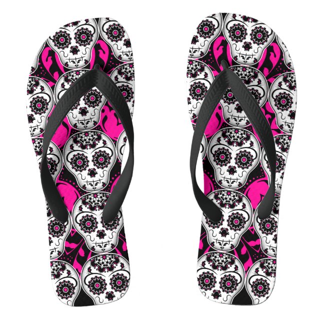 Sugar skull Day of the Dead beautiful girly Jandals (Footbed)