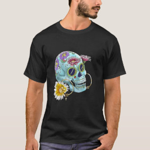 Sugar Skull Day Of The Dead Cool Bone Head Skulls T-Shirt
