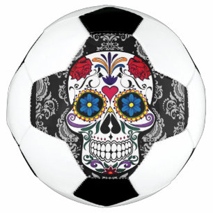 Sugar Skull "Day of the Dead" Damask Lace Custom Soccer Ball