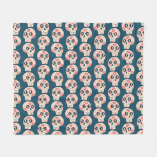 Sugar Skull Day of the Dead Dark Fleece Blanket