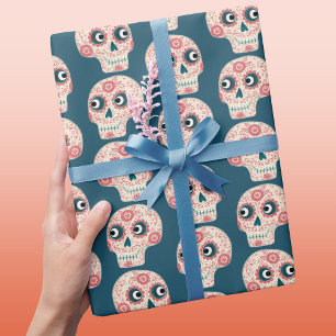 Sugar Skull Day of the Dead Dark Wrapping Paper