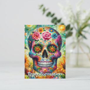 Sugar Skull Day of the Dead Floral Personalised Postcard