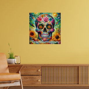 Sugar Skull Day of the Dead Floral Personalised Poster