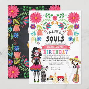 Sugar Skull Day of the Dead Halloween Birthday Invitation