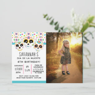 Sugar Skull Day of the Dead Halloween Birthday  Invitation