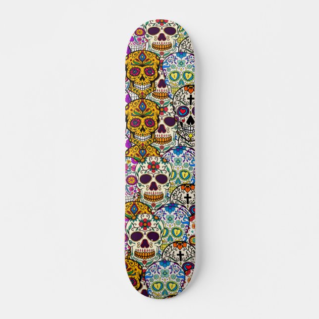 Sugar Skull Day of the Dead Halloween  Skateboard (Front)