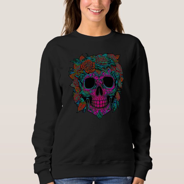 Sugar Skull Day of the Dead halloween Sweatshirt (Front)