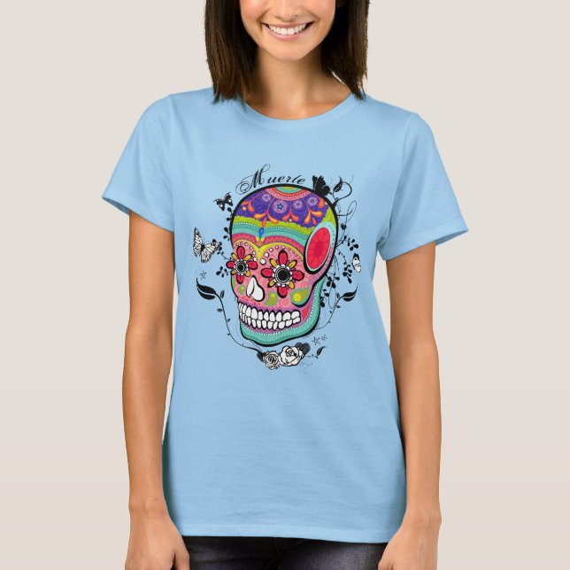 Sugar Skull Day of the Dead Illustration. T-Shirt (Front)