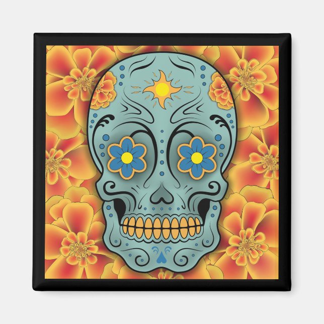 Sugar Skull - Day of the Dead (Marigold) Magnet (Front)
