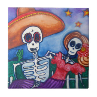 sugar skull day of the dead mexican tile art