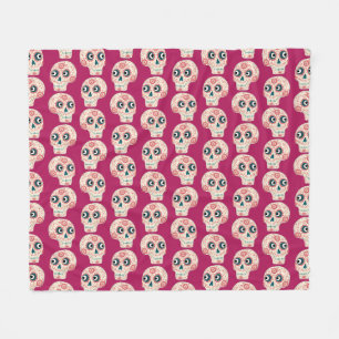Sugar Skull Day of the Dead Pink Fleece Blanket