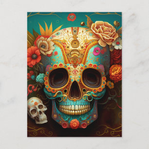 Sugar Skull Day Of The Dead Postcard