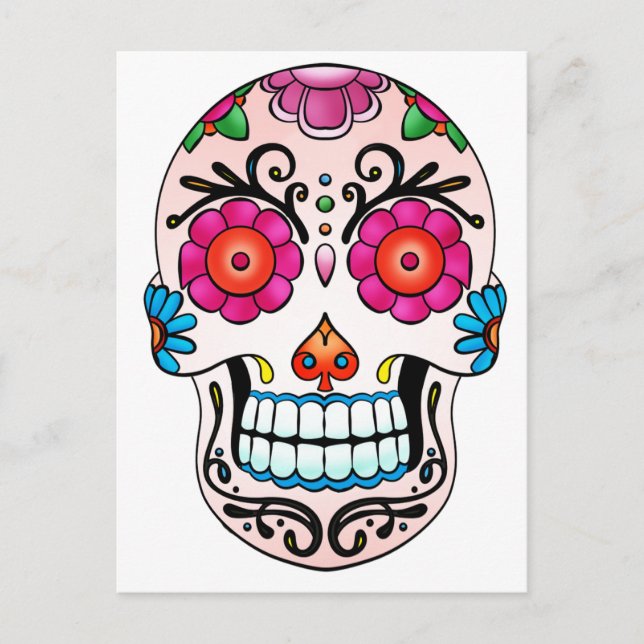 Sugar Skull - Day of the Dead, Tattoo, Mexico Postcard (Front)