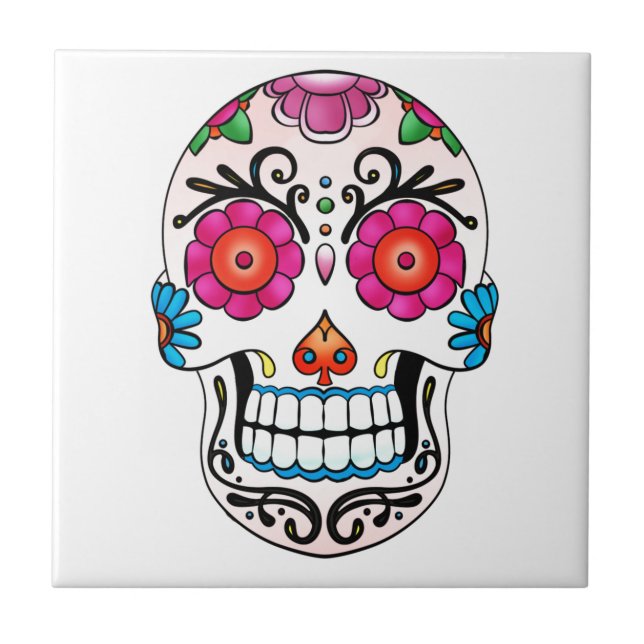Sugar Skull - Day of the Dead, Tattoo, Mexico Tile (Front)