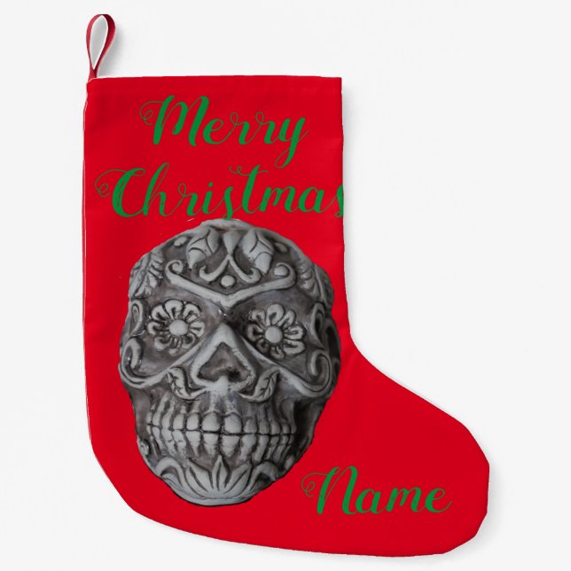 Sugar Skull Day of the Dead Thunder_Cove Small Christmas Stocking (Front)