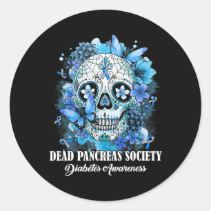 Sugar Skull Dead Pancreas Society Diabetes Awarene Classic Round Sticker