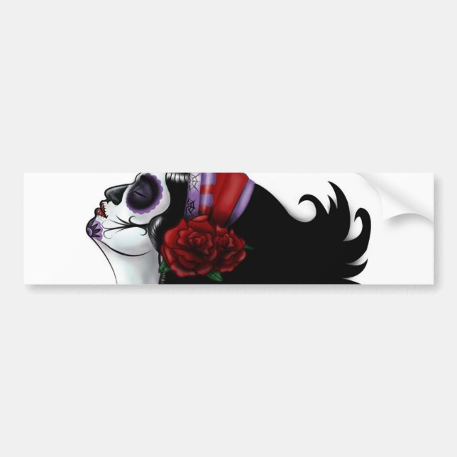 Sugar Skull Design Bumper Sticker (Front)