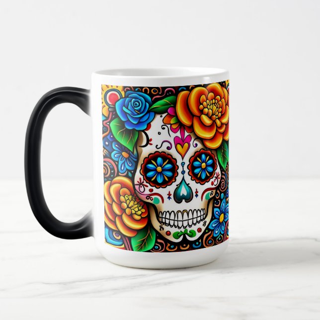Sugar skull design magic mug (Left)