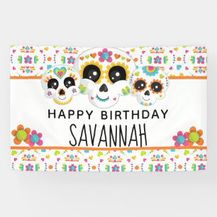 Sugar Skull Dia de La Muerte Halloween Birthday In Banner