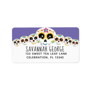 Sugar Skull Dia de La Muerte Halloween Birthday In Label