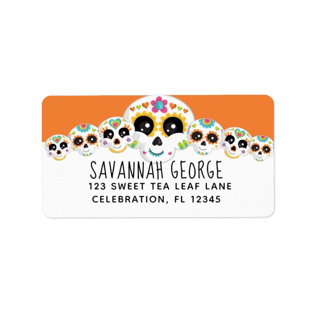 Sugar Skull Dia de La Muerte Halloween Birthday In Label (Front)