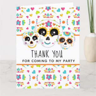 Sugar Skull Dia de La Muerte Halloween Birthday In Thank You Card