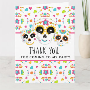 Sugar Skull Dia de La Muerte Halloween Birthday In Thank You Card