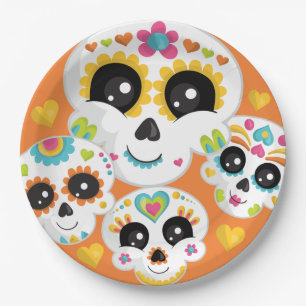 Sugar Skull Dia de La Muerte Halloween Birthday Paper Plate