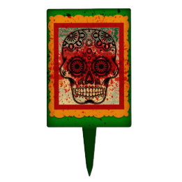 Sugar Skull Dia De Los Muertos Cake Topper