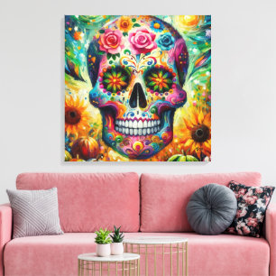 Sugar Skull Dia De Los Muertos Day of the Dead Canvas Print