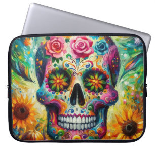 Sugar Skull Dia De Los Muertos Day of the Dead Laptop Sleeve