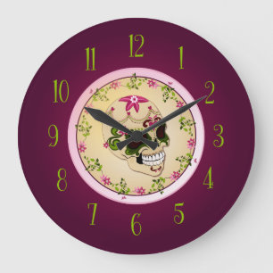 Sugar Skull [Día de Muertos] Large Clock