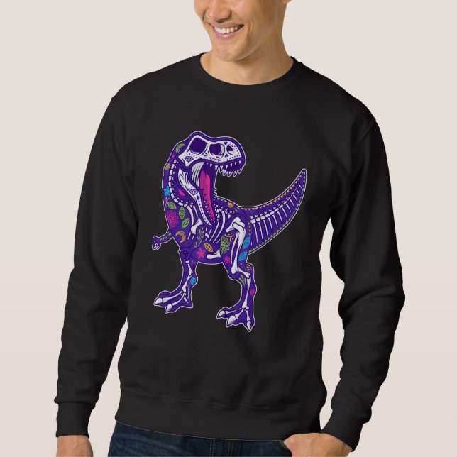 Sugar Skull Dinosaur Calavera Dia De Los Muertos H Sweatshirt (Front)