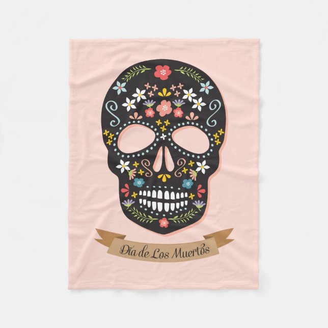 Sugar Skull Fleece Blanket (Front)