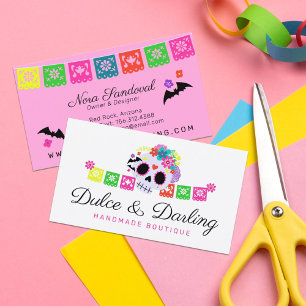 Sugar Skull Floral Calavera Papel Picado Boutique Business Card