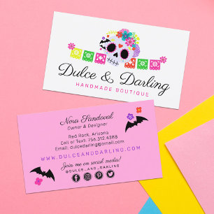 Sugar Skull Floral Calavera Papel Picado Boutique Business Card