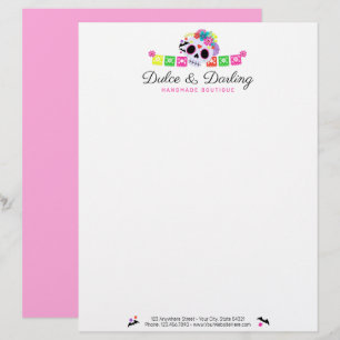 Sugar Skull Floral Calavera Papel Picado Boutique Custom Letterhead