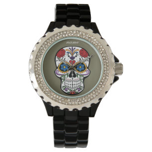 SUGAR SKULL   floral editable text Watch